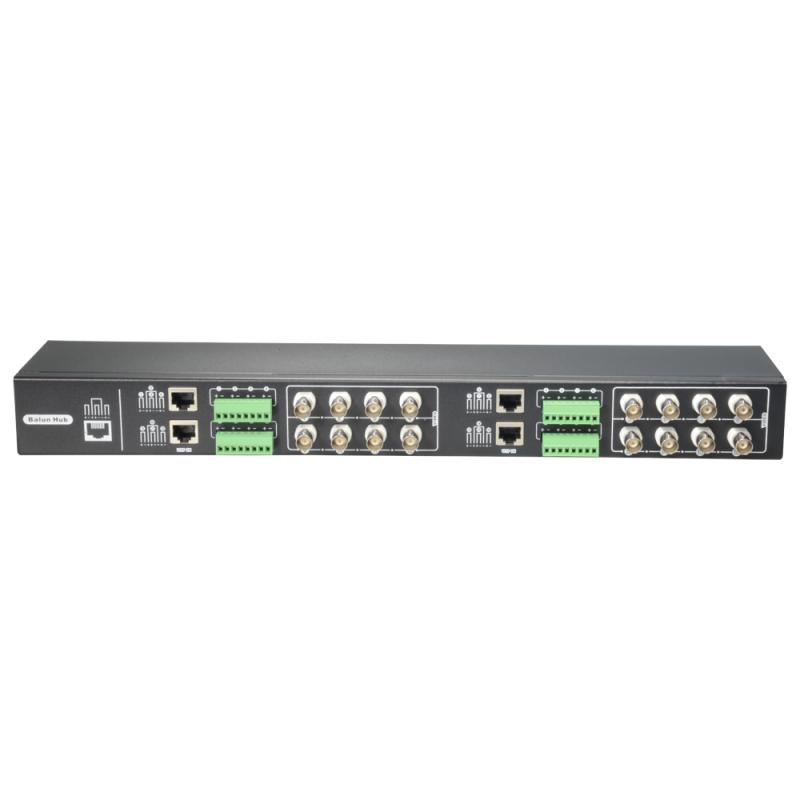 BA616P-HD - Video Balun 4N1 (HDTVI, HDCVI, AHD e CVBS) - 16 canali passivi - Include 16 BA612P-HAC - Connessione BNC e RJ45 - Di