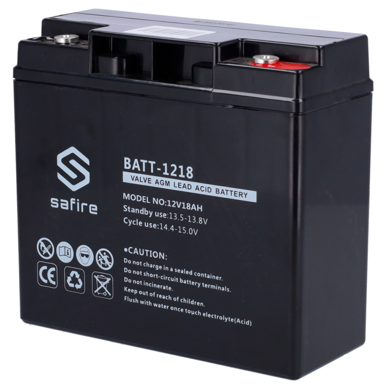 BATT-1218 - Batteria ricaricabile - Tecnologia piombo-acido AGM - Voltaggio 12 V - Capacità 18 Ah - 168 x 181 x 77 mm / 5600 g - BATT-1218 - Batteria ricaricabile - Tecnologia piombo-acido AGM - Voltaggio 12 V - Capacità 18 Ah - 168 x 181 x 77 mm / 5600 g -