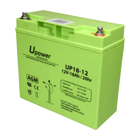 BATT-1218-U - Upower - Batteria ricaricabile - Tecnologia piombo-acido AGM - Voltaggio 12 V - Capacità 18.0 Ah - 167.5 x 181.5x 