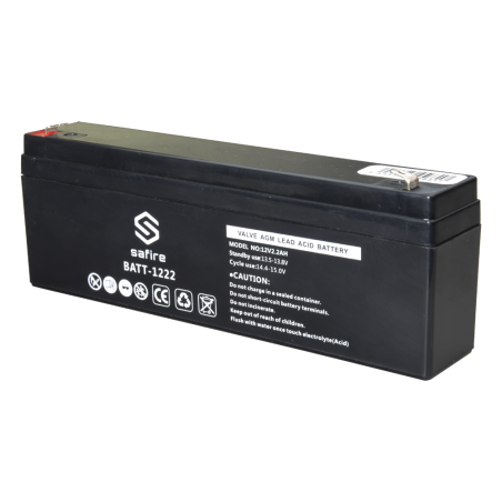 BATT-1222 - Batteria ricaricabile - Tecnologia piombo-acido AGM - Voltaggio 12 V - Capacità 2.2 Ah - 58 x 34 x 178 mm / 820 g - 