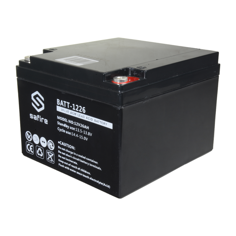 BATT-1226 - Batteria ricaricabile - Tecnologia piombo-acido AGM - Voltaggio 12 V - Capacità 26 Ah - 182 x 166 x 126 mm / 8400 g 