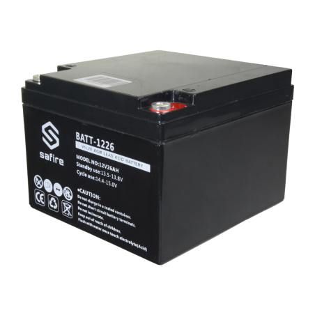 BATT-1226 - Batteria ricaricabile - Tecnologia piombo-acido AGM - Voltaggio 12 V - Capacità 26 Ah - 182 x 166 x 126 mm / 8400 g 