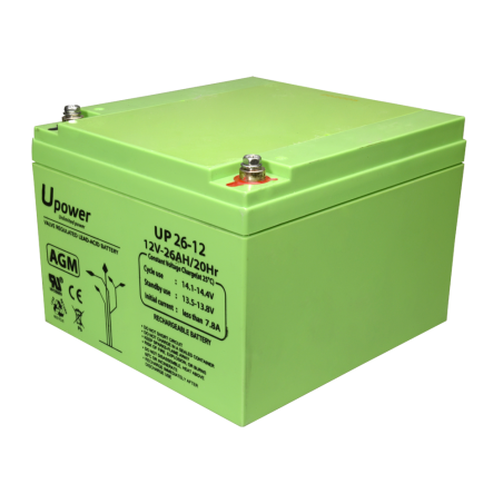 BATT-1226-U - Upower - Batteria ricaricabile - Tecnologia piombo-acido AGM - Voltaggio 12 V - Capacità 26.0 Ah - 125 x 166.5x x 