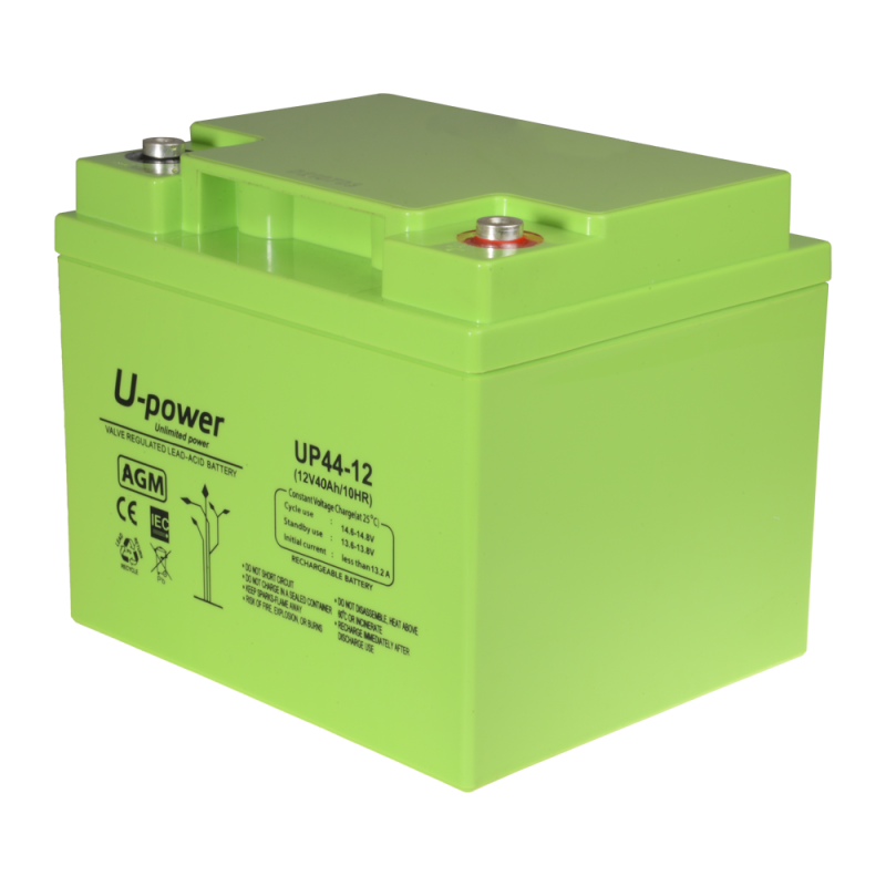 BATT-1244-U - Upower - Batteria ricaricabile - Tecnologia piombo-acido AGM - Voltaggio 12 V - Capacità 40.0 Ah - 170 x 197 x 165 BATT-1244-U - Upower - Batteria ricaricabile - Tecnologia piombo-acido AGM - Voltaggio 12 V - Capacità 40.0 Ah - 170 x 197 x 165