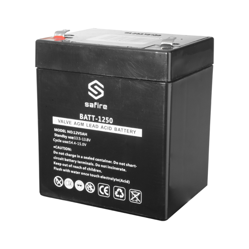BATT-1250 - Batteria ricaricabile - Tecnologia piombo-acido AGM - Voltaggio 12 V - Capacità 5.0 Ah - 105 x 90 x 70 mm / 1630 g -