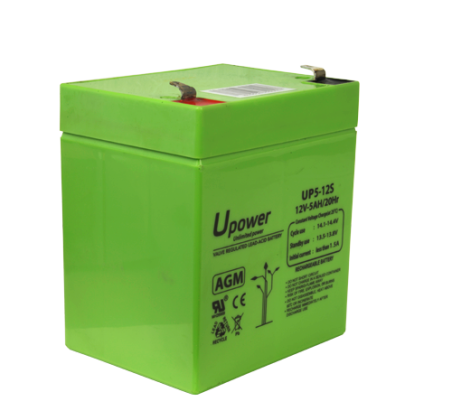 BATT-1250-U - Upower - Batteria ricaricabile - Tecnologia piombo-acido AGM - Voltaggio 12 V - Capacità 5.0 Ah - 107 x 90 x 70 mm