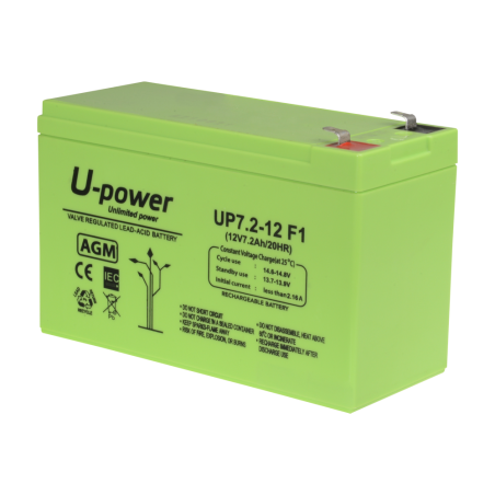 BATT-1272-U - Upower - Batteria ricaricabile - Tecnologia piombo-acido AGM - Voltaggio 12 V - Capacità 7.2 Ah - 101 x 151 x 65 m