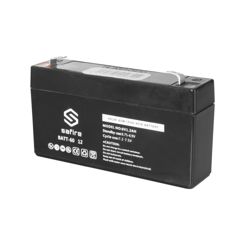 BATT-6012 - Batteria ricaricabile - Tecnologia piombo-acido AGM - Voltaggio 6 V - Capacità 1.2 Ah - 58 x 97 x 24 mm / 290 g - Pe