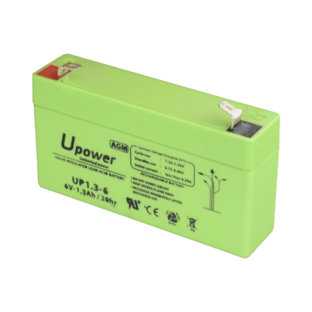 BATT-6013-U - Upower - Batteria ricaricabile - Tecnologia piombo-acido AGM - Voltaggio 6 V - Capacità 1.3 Ah - 97 x 57.5x x 24/ 