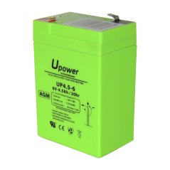BATT-6045-U - Upower - Batteria ricaricabile - Tecnologia piombo-acido AGM - Voltaggio 6 V - Capacità 4.5 Ah - 106 x 70x x 47/ 8