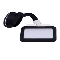 CARD-HOLDER-H-BLACK - Portabadge - Posizione orizzontale - Rivestimento protettivo in plastica - In silicone - Colore nero