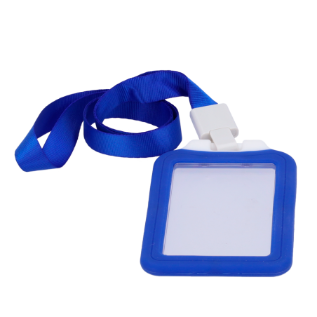 CARD-HOLDER-V-BLUE - Portabadge - Disposizione in verticale - Rivestimento protettivo in plastica - In silicone - Colore azzurro