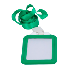CARD-HOLDER-V-GREEN - Portabadge - Disposizione in verticale - Rivestimento protettivo in plastica - In silicone - Colore verde