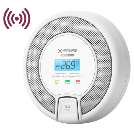 CO03D-W - Rilevatore di CO autonomo X-Sense - Consente di collegare 24 rilevatori tramite RF 868MHz - Batteria sostituibile - In