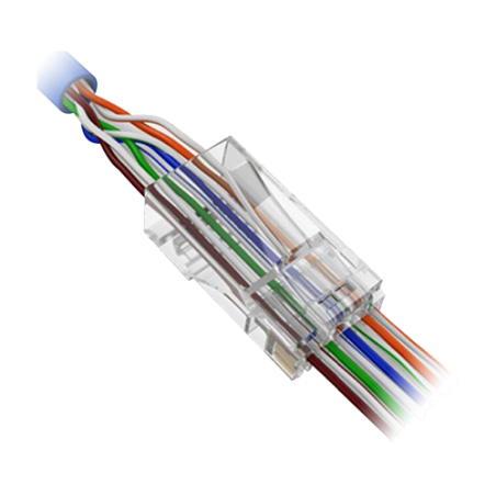 CON300-CAT6-EZ - Connettore RJ45 Safire - Per crimpare - Speciale categoria 6 - Apertura frontale per una facile installazione -