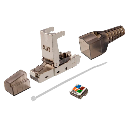 CON300-FTP6-TL - Connettore RJ45 - Compatibile con il cavo FTP Cat 6 - Alloggiamento in metallo - Facile installazione senza nec