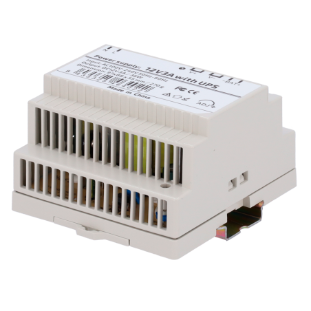 DC12V3A-DIN-UPS-P - Alimentatore con funzione UPS - uscita DC 12 V 3 A / 36 W - Tensione in ingresso AC 100V ~ 240V 50Hz-60Hz - 