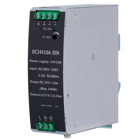 DC24V10A-DIN - Alimentatore a commutazione - uscita DC 24 V 10 A / 240 W - 2 uscite - Voltaggio in entrata 90 V ~ 264 V - 100 (P