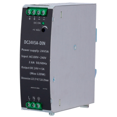 DC24V5A-DIN - Alimentatore a commutazione - uscita DC 24 V 5 A / 120 W - 2 uscite - Voltaggio in entrata 100 V ~ 240 V - 123.5 (
