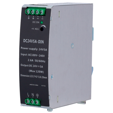 DC24V5A-DIN - Alimentatore a commutazione - uscita DC 24 V 5 A / 120 W - 2 uscite - Voltaggio in entrata 100 V ~ 240 V - 123.5 (
