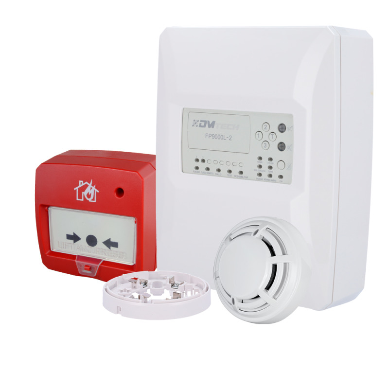DMT-FP9000L-2KIT-IT - Kit centrale convenzionale di 2 zone - Rilevatore ottico di fumo - Base del rilevatore - Pulsante di reset DMT-FP9000L-2KIT-IT - Kit centrale convenzionale di 2 zone - Rilevatore ottico di fumo - Base del rilevatore - Pulsante di reset