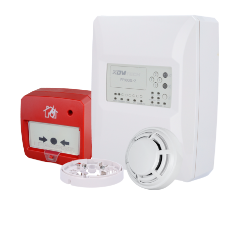 DMT-FP9000L-2KIT-IT - Kit centrale convenzionale di 2 zone - Rilevatore ottico di fumo - Base del rilevatore - Pulsante di reset
