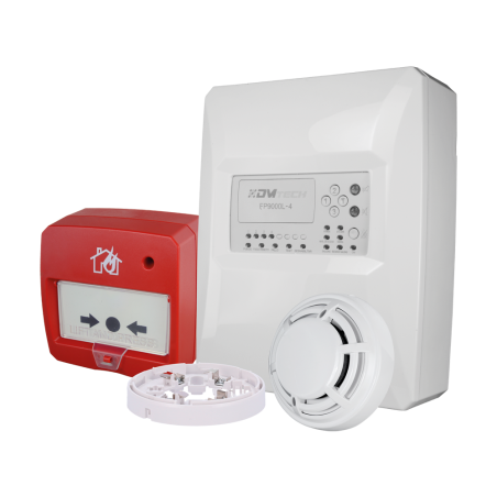 DMT-FP9000L-4KIT-IT - Kit centrale convenzionale di 4 zone - Rilevatore ottico di fumo - Base del rilevatore - Pulsante di reset