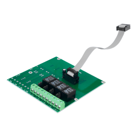 DMT-M9000R-4 - Módulo de relé covecional DMTECH - 4 salidas de relé - Hasta 3A/125VAC o 3A/30VDC - Alimentado desde la central -