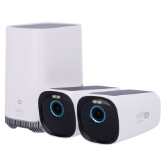 EUFY-CAM3-S330 - Kit 2 Telecamere 4K solare + 1 HomeBase 3 - Rilevamento di persone, animali domestici e veicoli - HomeBase WiFi