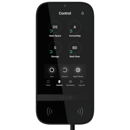 FIBRA-KEYPADTOUCHSCREEN-B - Tastiera con touch screen IPS e lettore RFID - Attivazione/disattivazione completa o di gruppo - Con