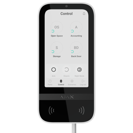 FIBRA-KEYPADTOUCHSCREEN-W - Tastiera con touch screen IPS e lettore RFID - Attivazione/disattivazione completa o di gruppo - Con