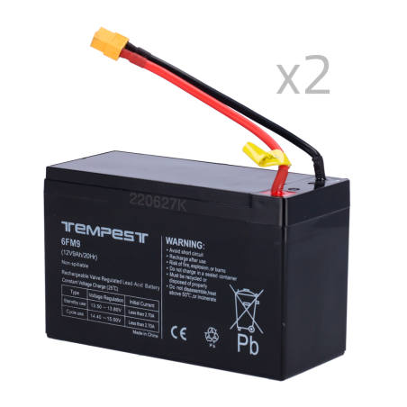 FPUBBY - Batteria per TEMPEST-BAT300 URFOG - 12V / 9Ah - Connettori speciali - Sostituzione semplice - Include 2 batterie