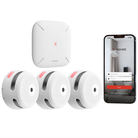 FS31 - Kit di rilevamento antincendio standalone X-Sense - Include 3 rilevatori di fumo XS01-M e Hub SBS50 - Connessione all'HUB