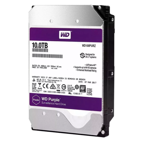 HD10TB - Hard Disk Western Digital - Capacità 10 TB - Interfaccia SATA 6 GB/s - Modello WD100PURX-78 - Speciale per Videoregistr