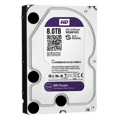 HD8TB - Hard Disk Western Digital - Capacità 8 TB - Interfaccia SATA 6 GB/s - Modello WD85PURU - Speciale per Videoregistratori 