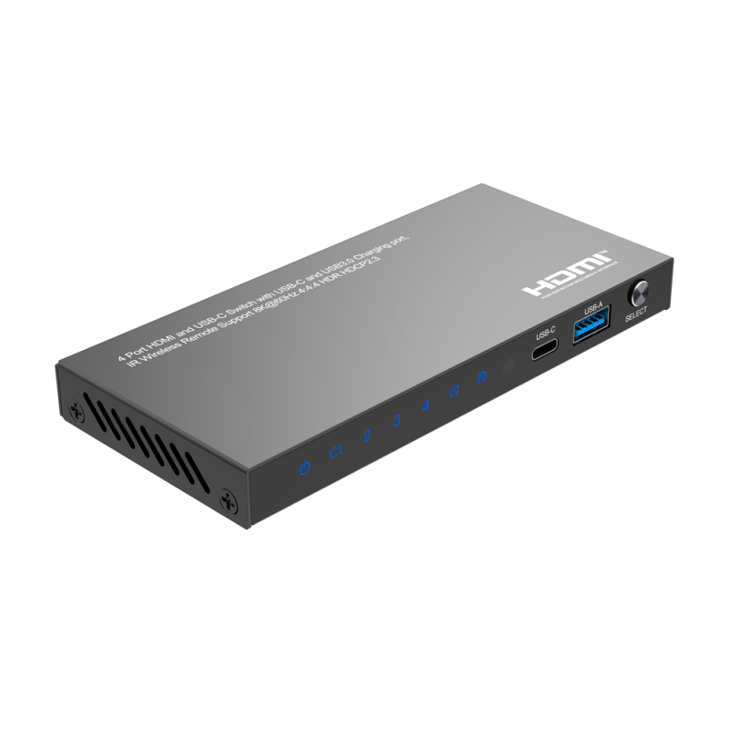 HDMI-SW-4x1-8K60 - HDMI Switch - 3 Ingressi HDMI - 1 ingresso USB-C - 1 Uscita HDMI - Risoluzione 8K@60Hz - Controllo con teleco HDMI-SW-4x1-8K60 - HDMI Switch - 3 Ingressi HDMI - 1 ingresso USB-C - 1 Uscita HDMI - Risoluzione 8K@60Hz - Controllo con teleco