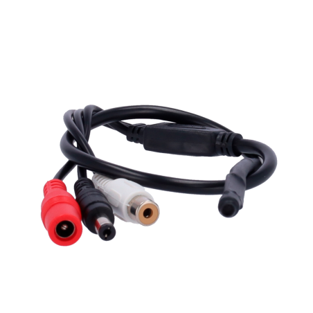 MIC01 - Microfono esterno - Accoppiabile a qualsiasi telecamera - Connettore Audio RCA (Bianco) - Connettore Alimentazione entra
