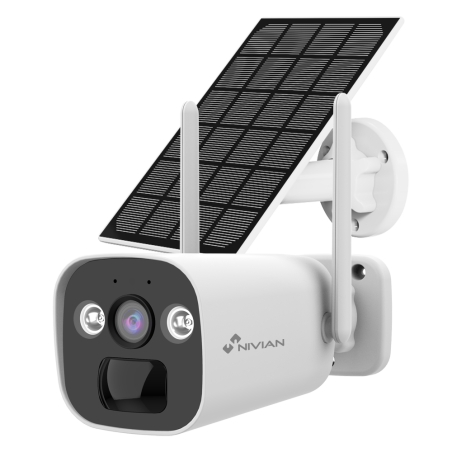 NV-CAM01-SOLAR4G - Nivian Telecamera 4G - Risoluzione 2K / Compressione H.265 - IR 20 m / LED bianco e audio con effetto deterre