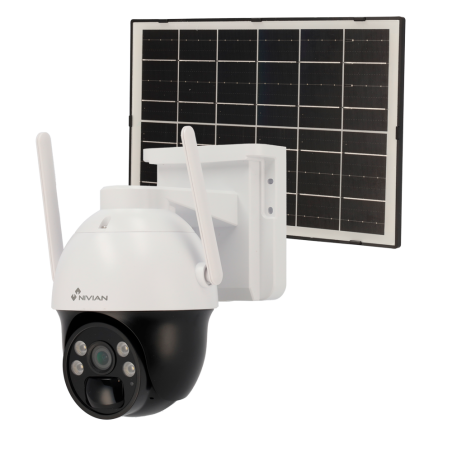 NV-CAM02S-SOLAR4G - Nivian Telecamera PT motorizzata 4G - Risoluzione 2K / Compressione H.265 - IR 30 m / LED bianco e audio con