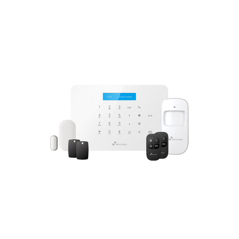 NVS-A6WG-U1 - Nivian Smart Alarm Kit - Tastiera tattile e lettore RFID - Comunicazione WiFi e GSM - Senza fili 868 MHz & 433 NVS-A6WG-U1 - Nivian Smart Alarm Kit - Tastiera tattile e lettore RFID - Comunicazione WiFi e GSM - Senza fili 868 MHz & 433