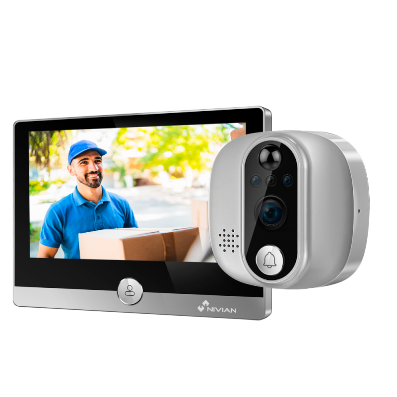 NVS-IPC-DOORVIEW1 - Spioncino Smart WiFi di Nivian - Risoluzione 1080P / Compressione H.264 - Rilevamento tramite PIR / Visione 