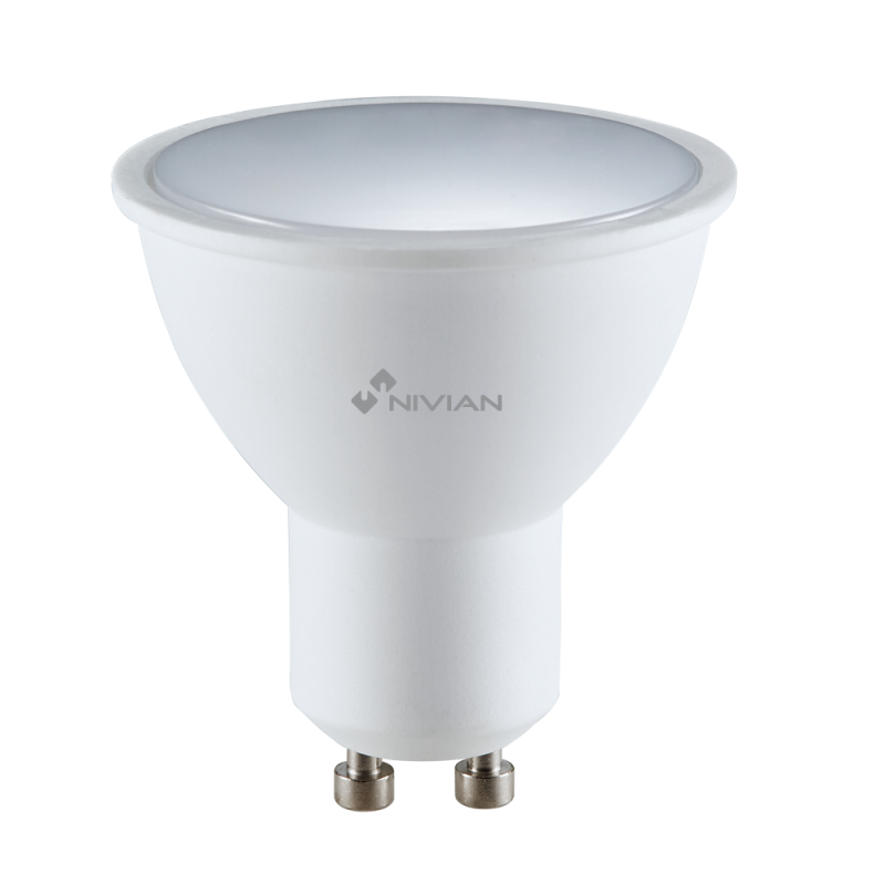 NVS-RGBWBULB-45GU10-W - Lampadina intelligente RGB + CCT 2700-6500K - WiFi 2.4 GHz IEEE802.11 b/g/n - Consumo 5W - Tipo di base NVS-RGBWBULB-45GU10-W - Lampadina intelligente RGB + CCT 2700-6500K - WiFi 2.4 GHz IEEE802.11 b/g/n - Consumo 5W - Tipo di base