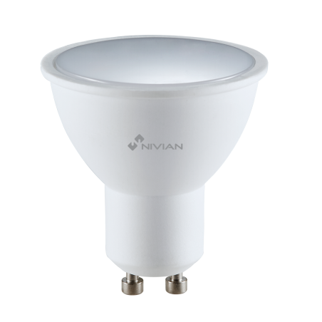 NVS-RGBWBULB-45GU10-W - Lampadina intelligente RGB + CCT 2700-6500K - WiFi 2.4 GHz IEEE802.11 b/g/n - Consumo 5W - Tipo di base 