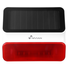 NVS-S8A-U1 - Nivian Smart - Sirena solare per esterni - Alimentazione solare e batteria di riserva - Flash di avviso/Sirena 95dB