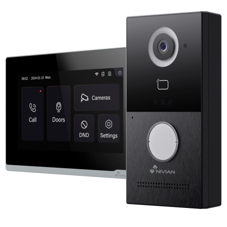 NVS-VIDEOINTERCOM-2W - Kit videocitofonico Nivian 2 Fili - Postazione esterna 2 fili + Monitor WiFi - Postazione esterna IP65 /
