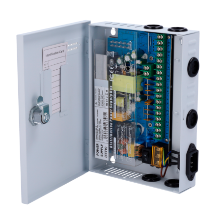 PD-120-9-FUSE - Scatola di distribuzione di alimentazione - 1 ingresso AC 180-246 V 50-60Hz - 9 uscite con doppino rame - Fusibi