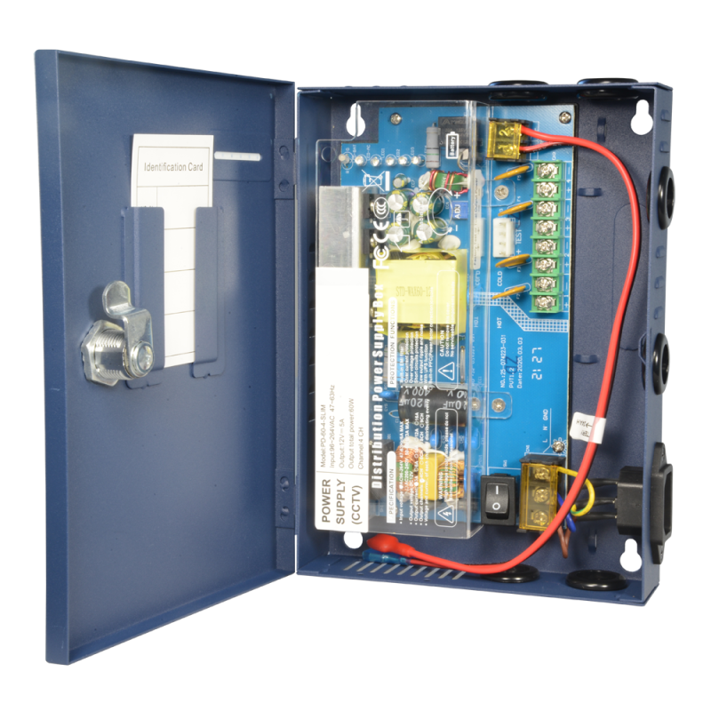 PD-60-4-SLIM - Scatola di distribuzione di potenza slim - 1 ingresso AC 220 V 5OHz - 4 uscite con doppino rame - Fusibile di pro