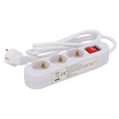 PDU-3P-SWITCH - Ciabatta di alimentazione - 3 uscite fino a 250VAC / 16 A max. - Interruttore on/off - Colore bianco