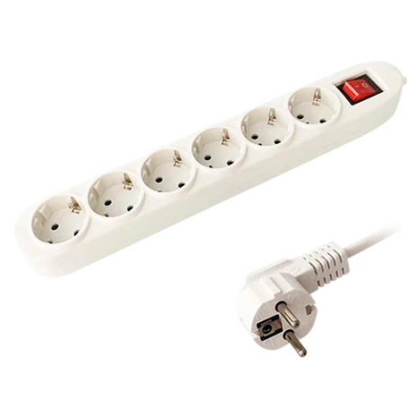 PDU-6P-SWITCH - Ciabatta di alimentazione - 6 uscite fino a 250VAC / 16 A max. - Interruttore on/off - Lunghezza del cavo 1.5 me