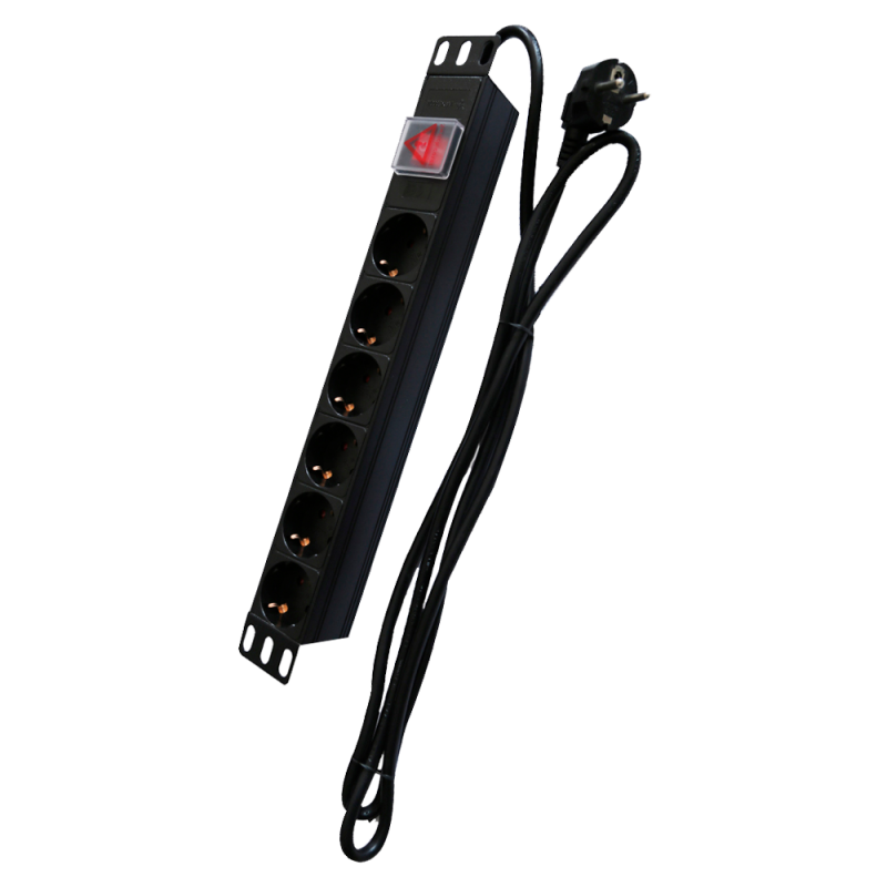 PDU-6P1U-SWITCH - Ciabatta di alimentazione - Formato per rack 1U - 6 uscite fino a 250VAC / 16 A max. - Interruttore on/off - P PDU-6P1U-SWITCH - Ciabatta di alimentazione - Formato per rack 1U - 6 uscite fino a 250VAC / 16 A max. - Interruttore on/off - P